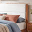 Structure de lit double pleine grandeur de style moderne Mid-Century avec tête de lit tapissier en velours et pieds fuselés, support de lattes en bois massif, aucun sommier nécessaire-129628286-129628285