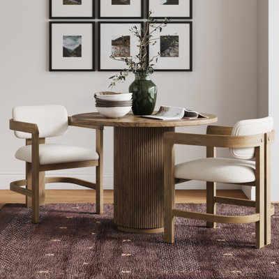 Arik Boucle Dining Chair With Curved Back And Solid Wood Legs