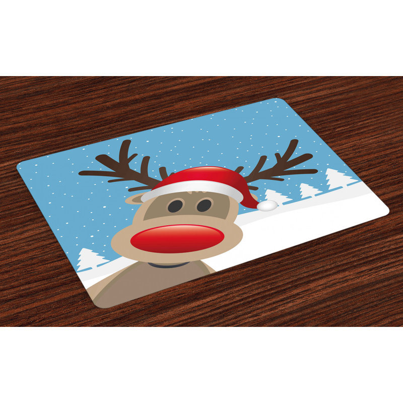 Ahearn Christmas Reindeer Rudolph Hat Placemat