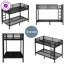 Lit superposé en métal noir sur lit double avec lit gigogne simple, peu encombrant, réduit le bruit, 2 échelles latérales, rangement sous le lit, pas de sommier nécessaire-959561800