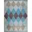 Tapis multicolore transitionnel contemporain multicolore en laine noué à la main confortable-92325162