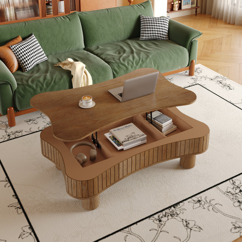 Charette à plateau relevable avec rangement dissimulé, Noyer