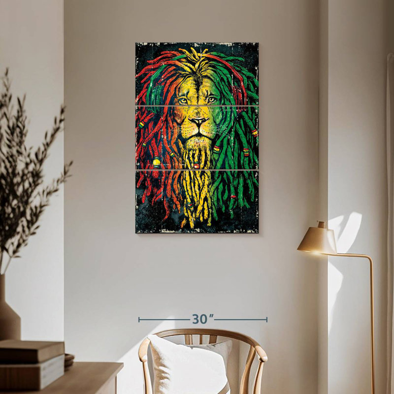Lion coloré Brampt Reggae, H 57 po x l 36 po