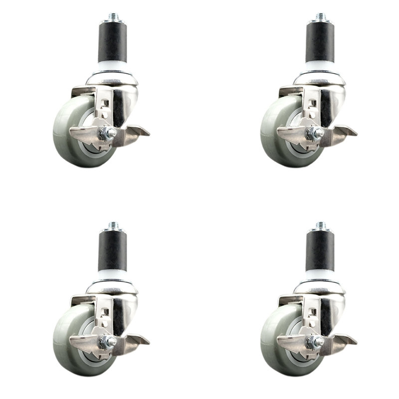 Roulettes pivotantes en poly, gris