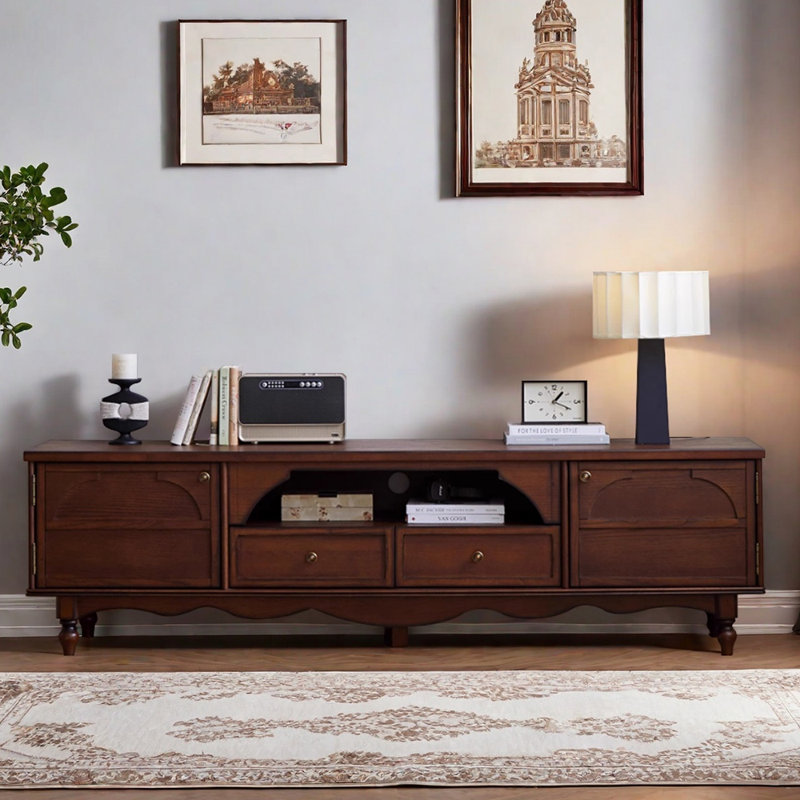 Meuble télé rétro et niche, H 22,04 po x L 86,61 po x l 15,74 po