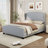 High Headboard Wingback Linen Upholstered Bed No Box Spring Needed-85966558-85966559