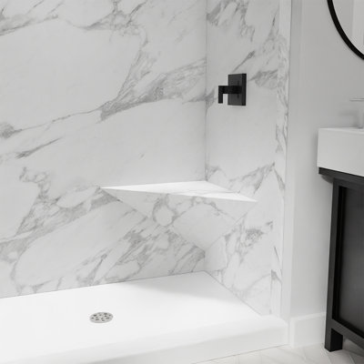 Siège d'angle flottant FlexStone de 27 po blanc Calacatta