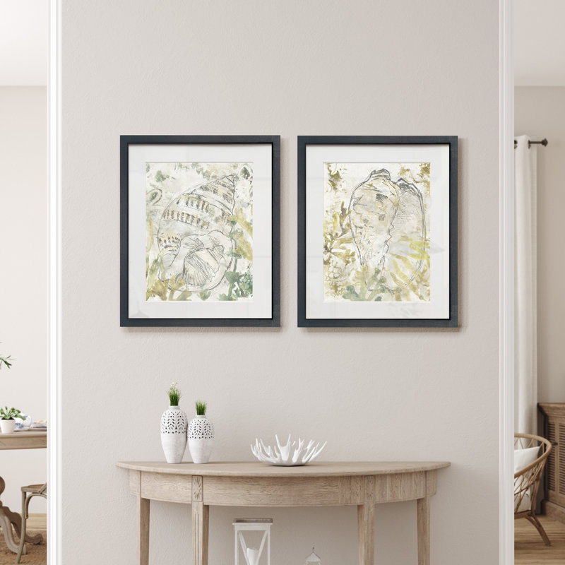 Coquille Fresco III-ensemble de 2 reproductions d’art sur papier encadrée