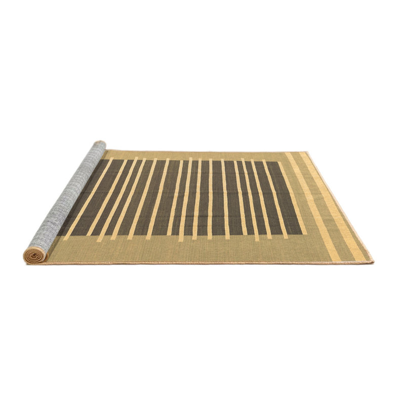 Tapis contemporains brun lavable à la machine 2777, Carré 4 pi