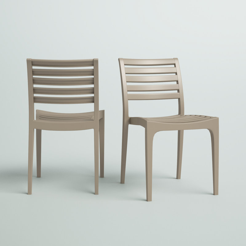 Ayvah Stacking Patio Dining Side Chair, Taupe