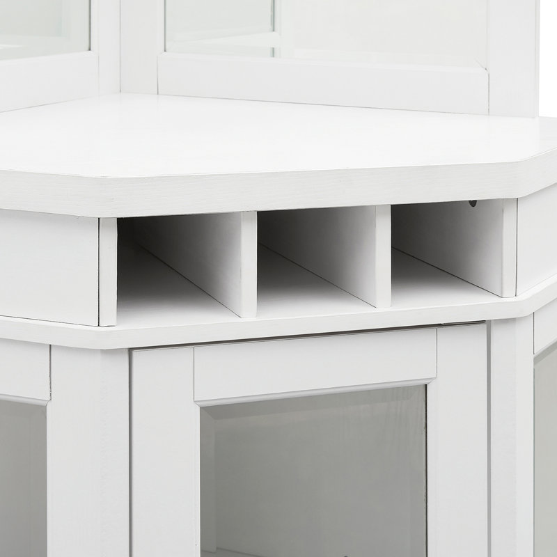 Bar d'angle avec rangement pour bouteilles de vin 73 po Haakenson, Blanc