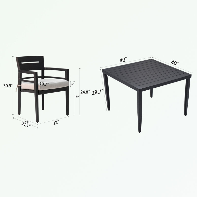 Ensemble repas de patio 5 pièces avec 4 chaises berçantes pivotantes et table de salle à manger avec trou pour parasol