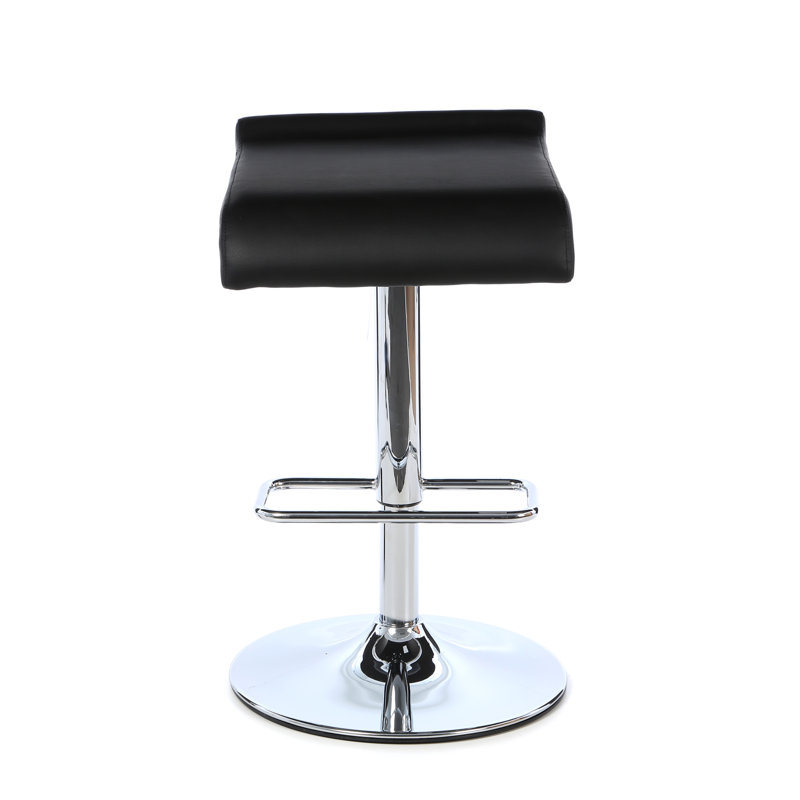 Barber Upholstered Adjustable Height Counter Stool with Metal Frame, Black