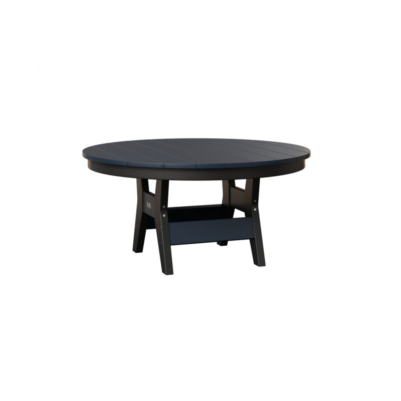 Harbor Outdoor Round Coffee Table, Navy Blue, Black
