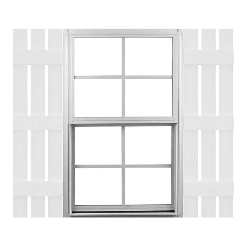 Mid-America vinyle, paire de volets espacés de taille standard à trois planches, Blanc, 71 po