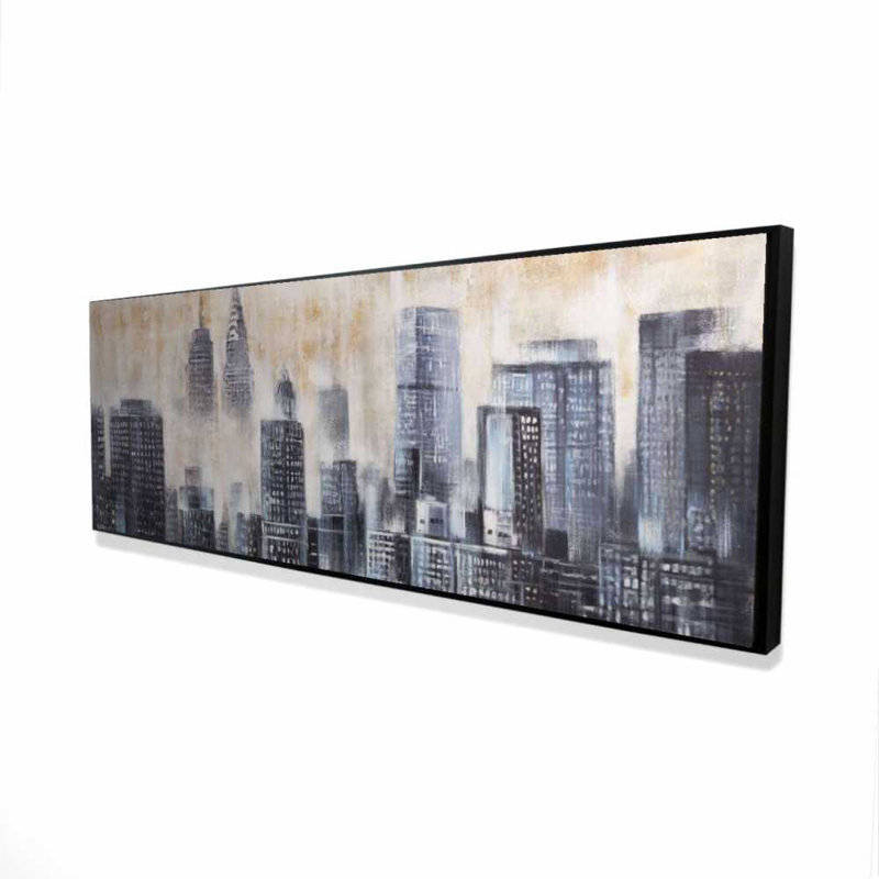 Bâtiments à travers les nuages - Bureau moderne, décoration sur toile encadrée