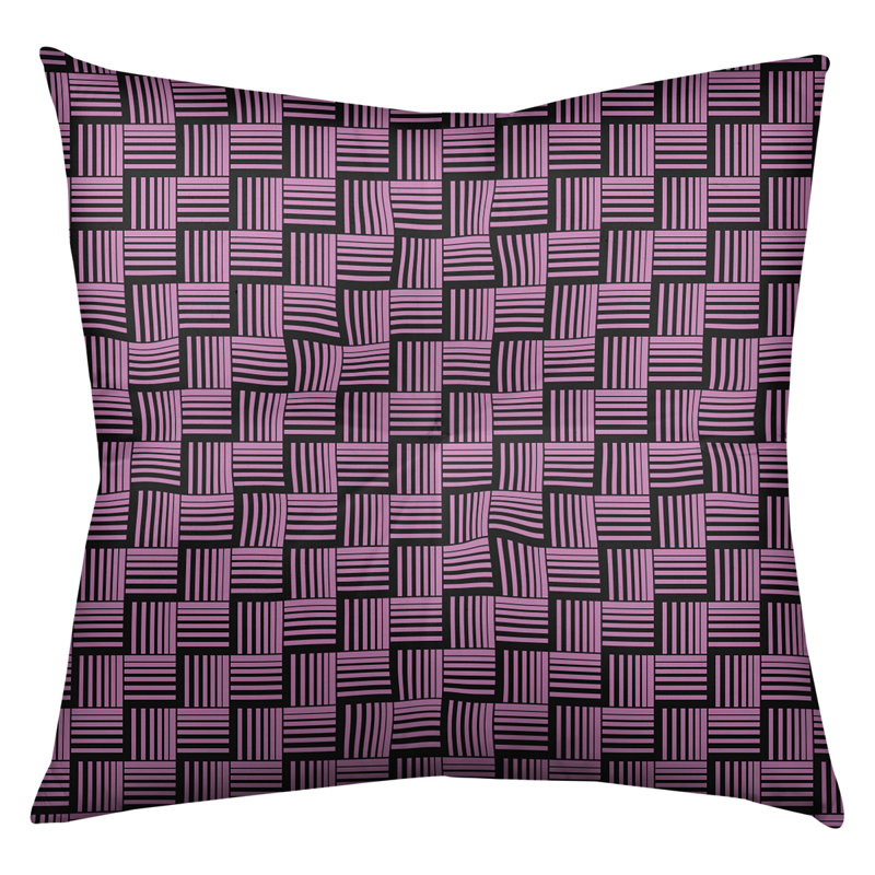Coussin de sol classique à rayures Baskettressées, 26 po x 26 po, Rose pâle/noir