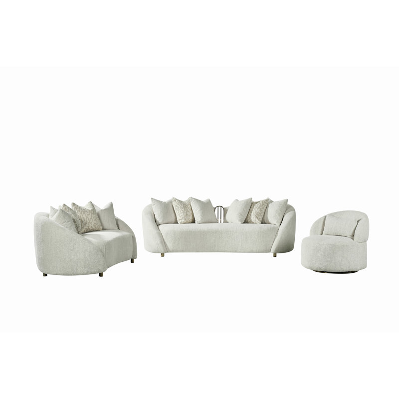 Agave 94" Curved Bouclé Sofa – Modern Deep Seating in Cream Fabric
