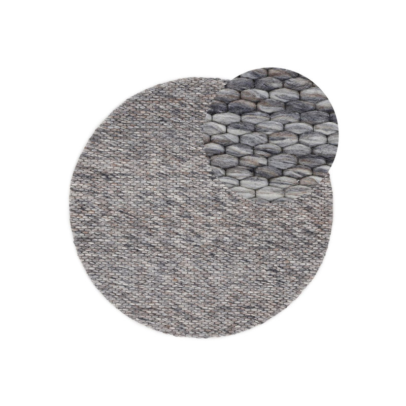 Handcrafted Wool Rug in Grey Melange, Round 150cm