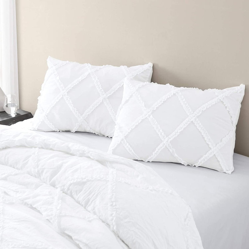 Vivian Soft Washed Microfiber Ruffle Comforter Set, Full Comforter + 2 StandardShams, White