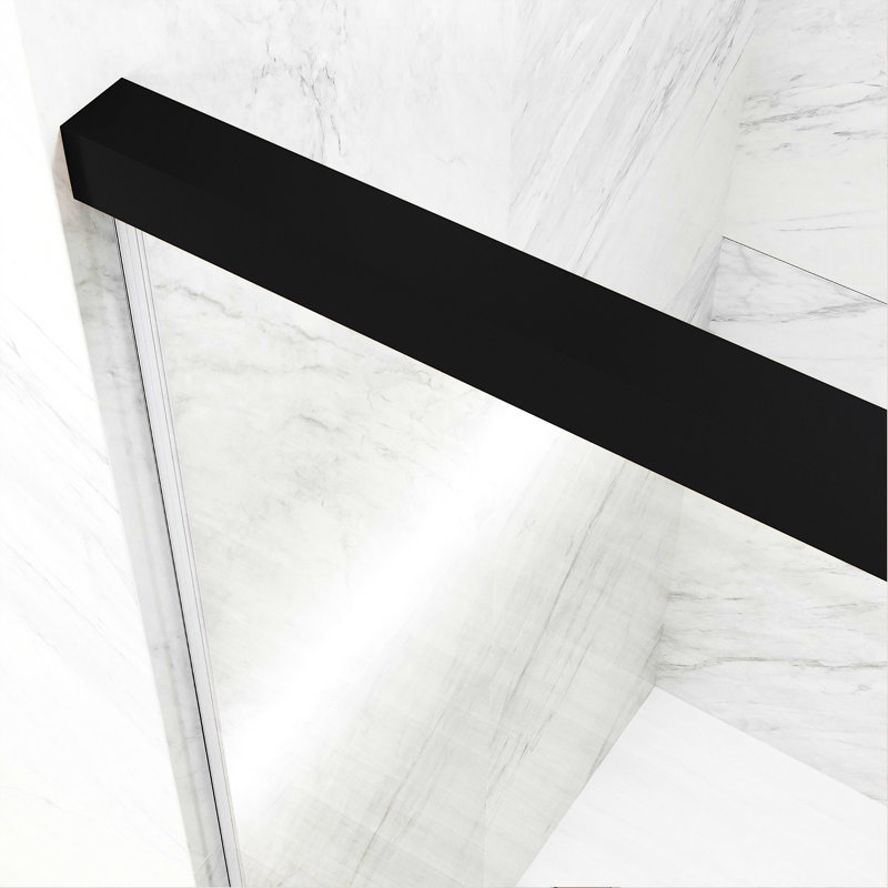 VIGO Satro E-Class 52"–60" W x 74" H Semi-Frameless Double Sliding Shower Door in Matte Black with Clear Tempered Glass