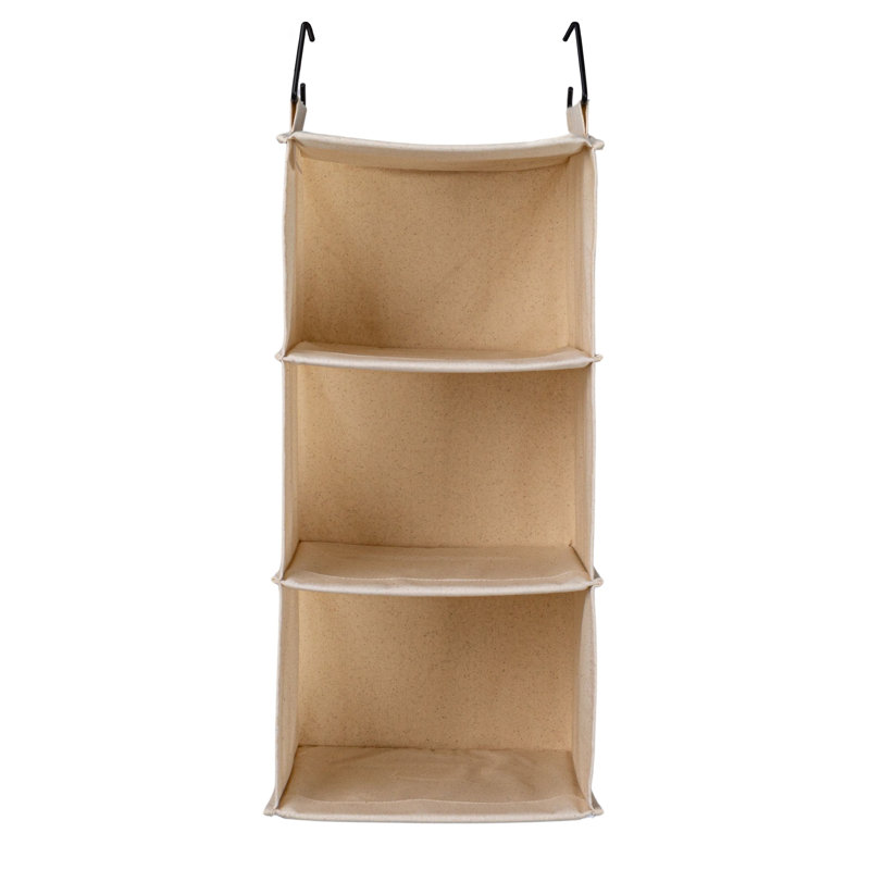 Organisateur de garde-robe à 3 tablettes Kiriko Cedarline, toile de coton robuste, respirante, polyvalente, compacte, parfaite pour les garde-robes à tringle