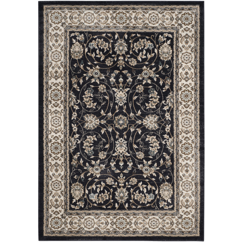 Klose Performance Oriental Rug, Rectangle 2'3" x 4', Black/Cream