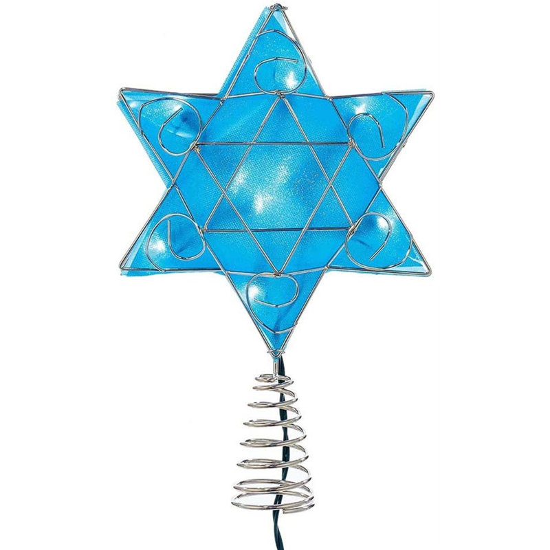 12.4" Blue and Silver Plastic Hanukkah Star Tree Topper