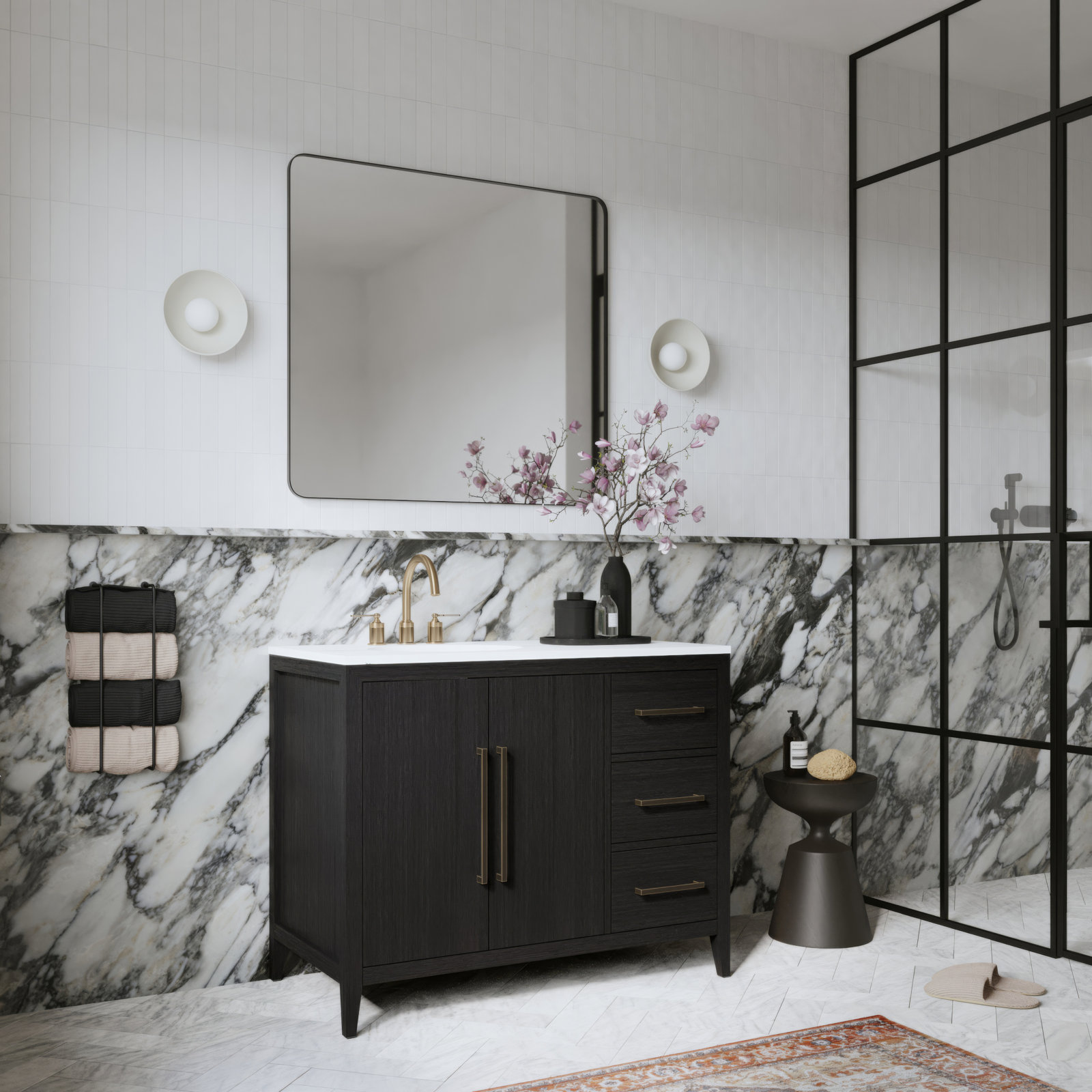 Alsup 42'' Single Bathroom Vanity, Dark Weathered Oak