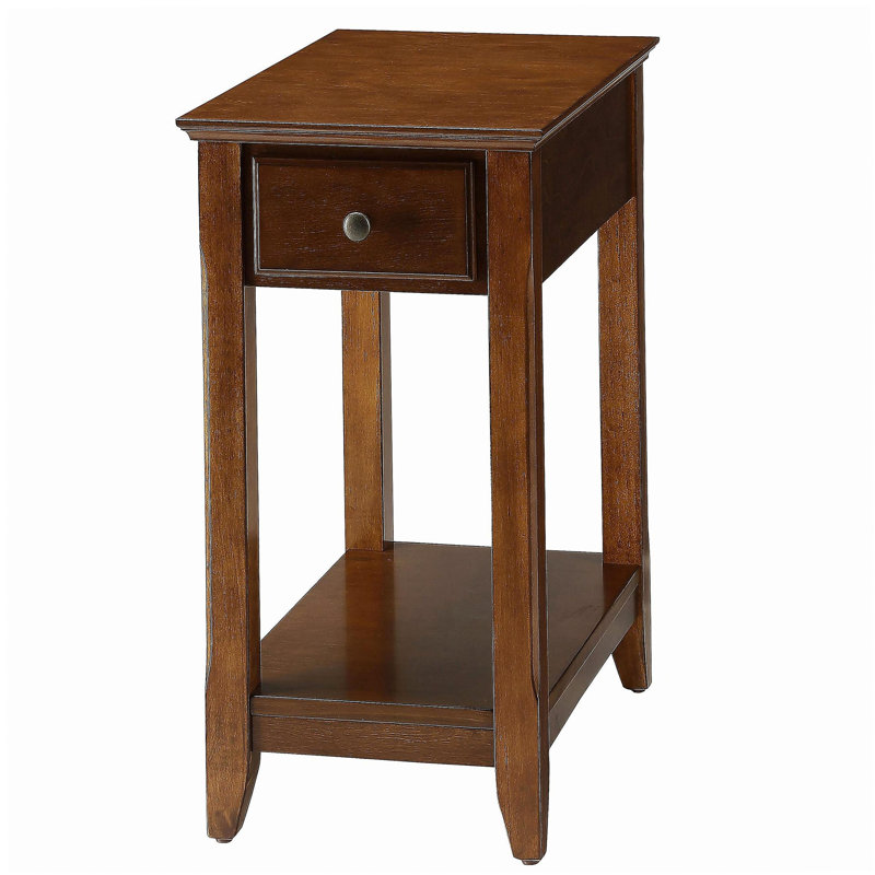 Walnut Accent Table with Bottom Shelf