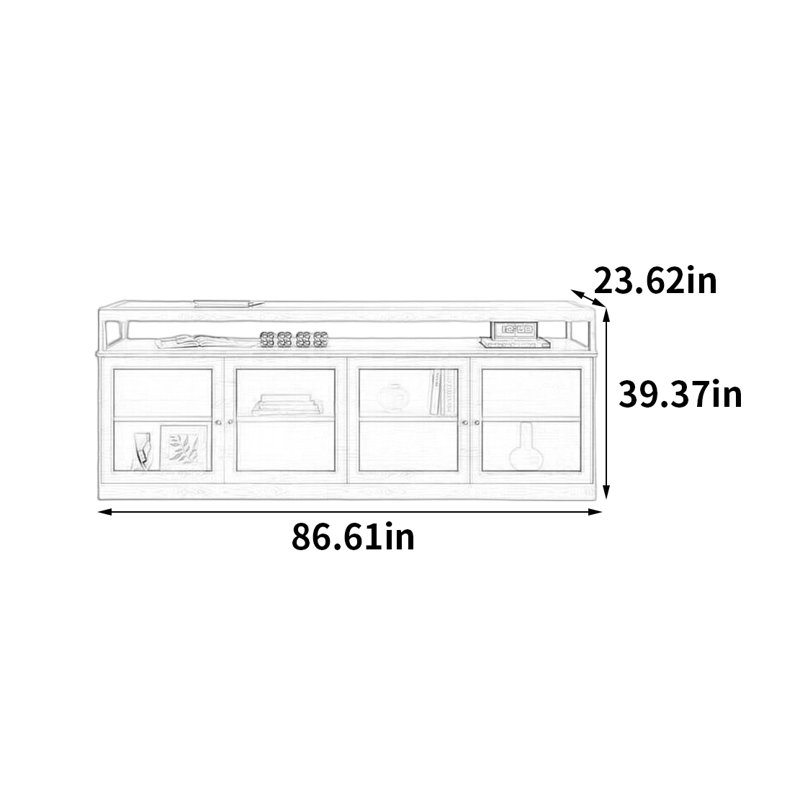 Armoire pour îlot central Log Log, H 39,37 po x l 86,61 po x P 23,62 po