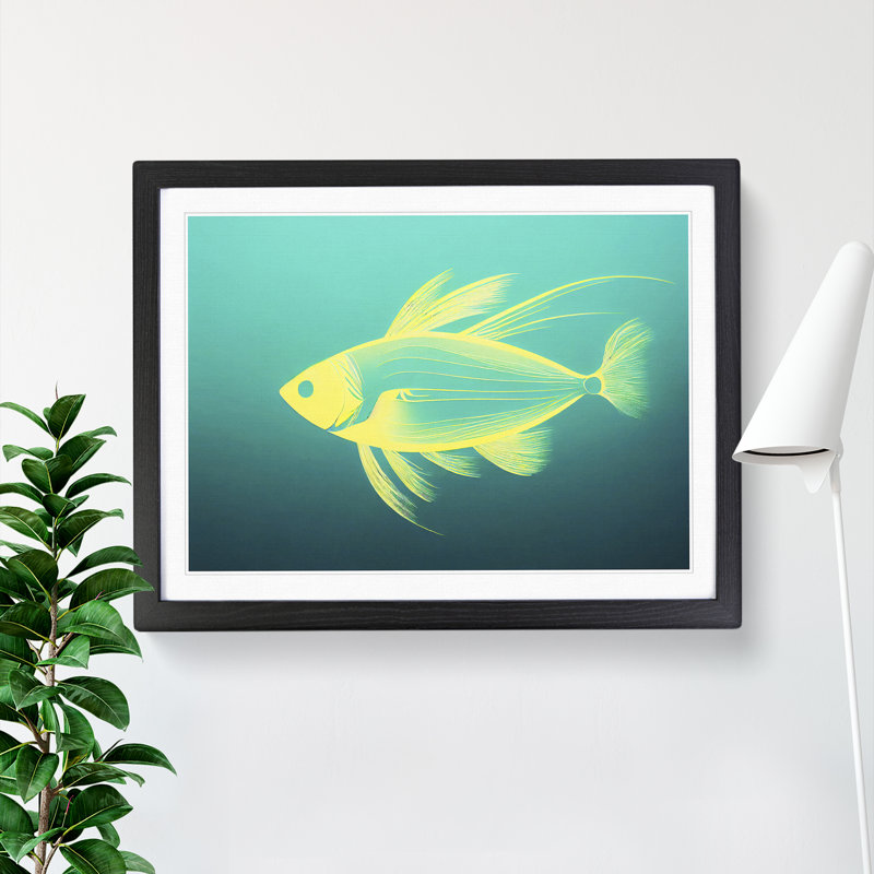 XH1022-2268X Compelling Fish - Single Picture Frame Print, Black Framed, 34cm H x 46cm W x 2cm D