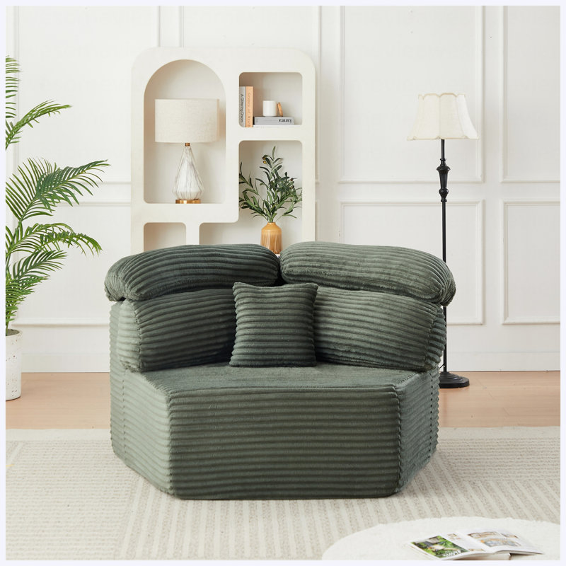 53- Canapé pour salon, 34" W, Green Corduroy