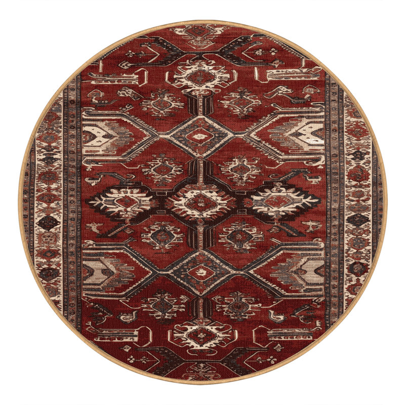 Tapis brun lavable à la machine, Rond 4 pi
