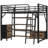 Full Metal Loft Bed With Desk, And Wardrobe, Featuring Led Lights, Charge Station Robust Frame , Wardrobe Storage -
