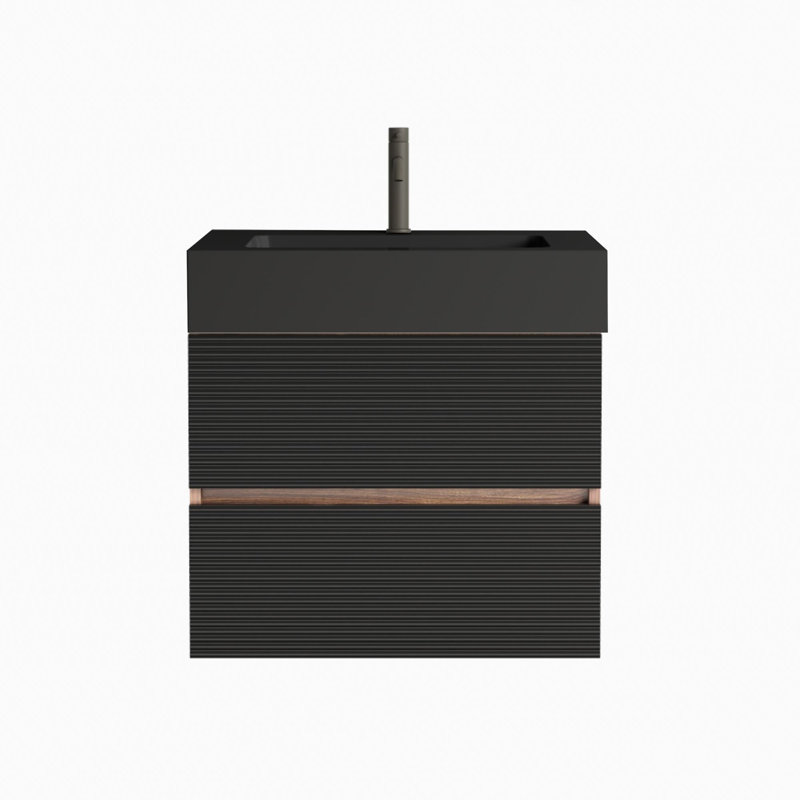 Meuble-lavabo de 24 po avec lavabo noir mat intégré, Noir, 24"