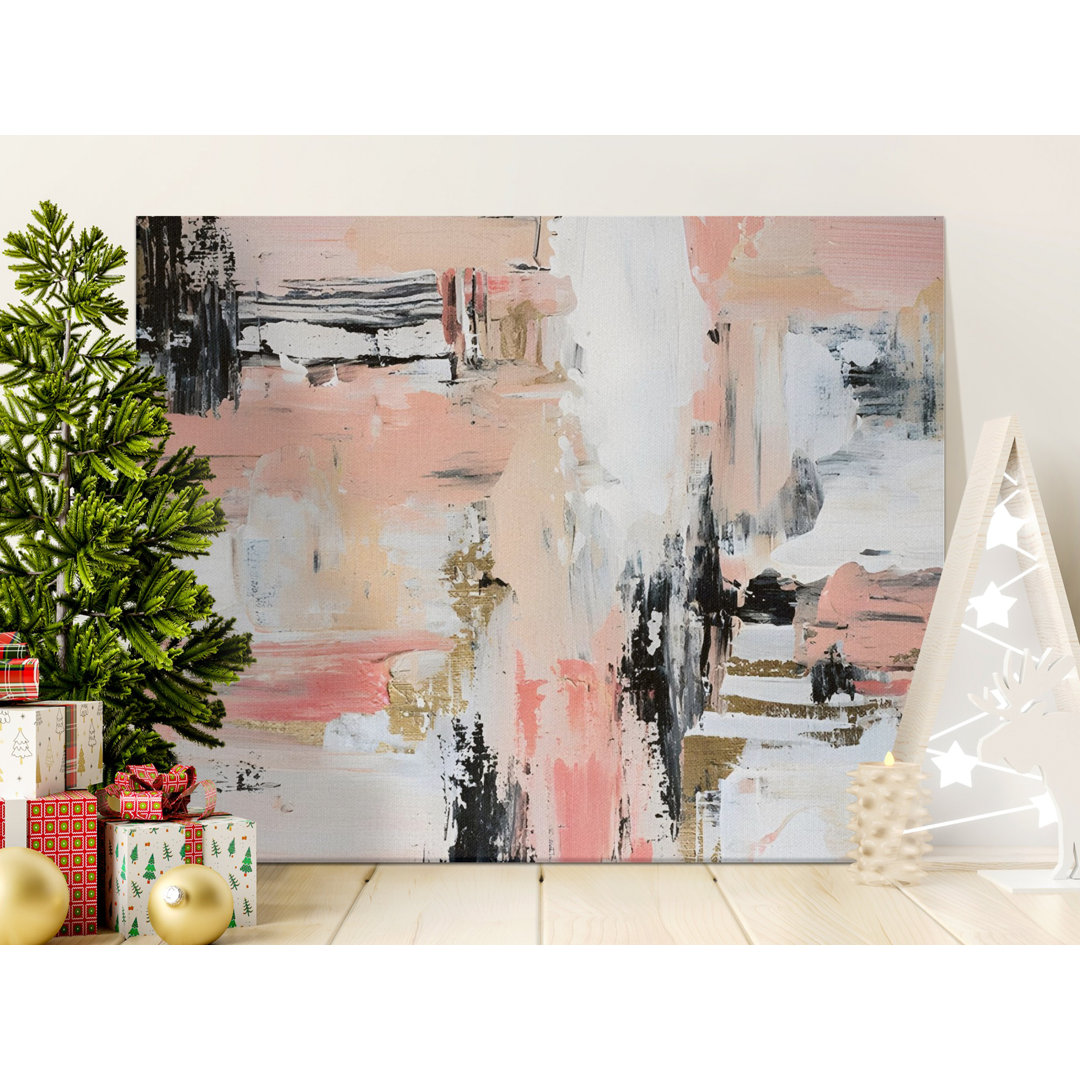 Abstract Blush Gold Modern Canvas Wall Art
