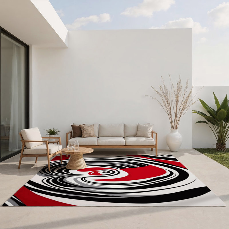 Tapis intérieur et extérieur Fiery Whirl, Rectangle 1 pi 6 po x 2 pi 6 po