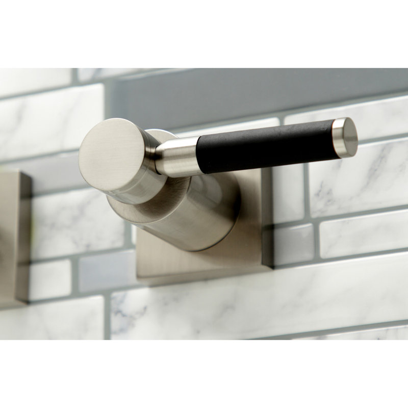 Kingston Brass Kaiser Two-Handle 3-Hole Wall Mount Roman Tub Faucet, Brushed Nickel