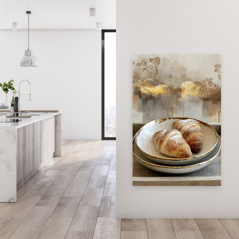 «Morning Croissants», art abstrait abstrait, nature moderne, H 48 po x l 32 po