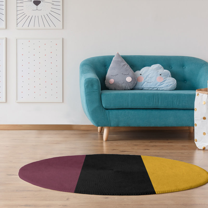 Chenille Striped Indoor Rug, Round 5'