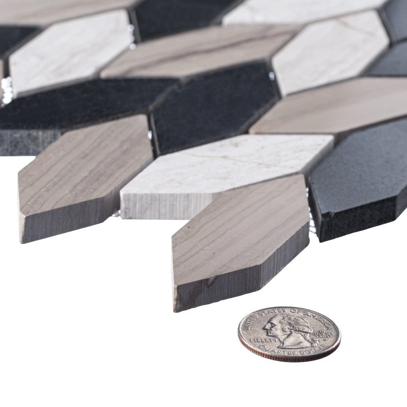 Channing 1-in. x 2.5-in. Elongated Hex Marble Look Polished Natural Stone Wall & Floor Mosaic Tile, Hazelton Elongated He