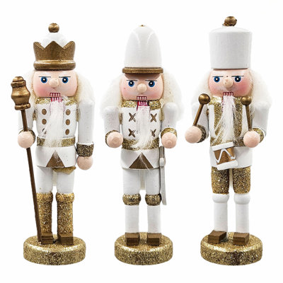 Ensemble de 3 décorations de casse-noisette charmantes de 4,9 pouces pour décorations festives et présentation de table