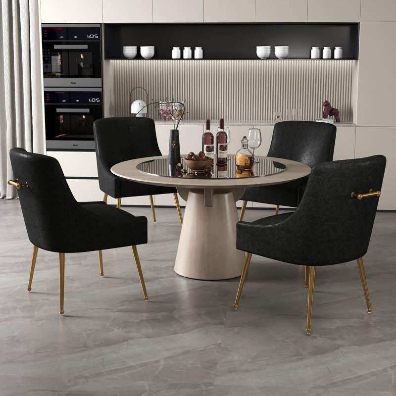 Zanthia Faux Leather Upholstered Dining Chair, Black