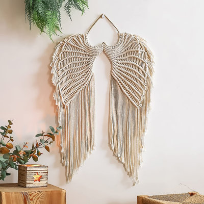 HOME Angel Wings Woven Wall Hanging Tapestry,Cotton Tapestry Wall Decoration