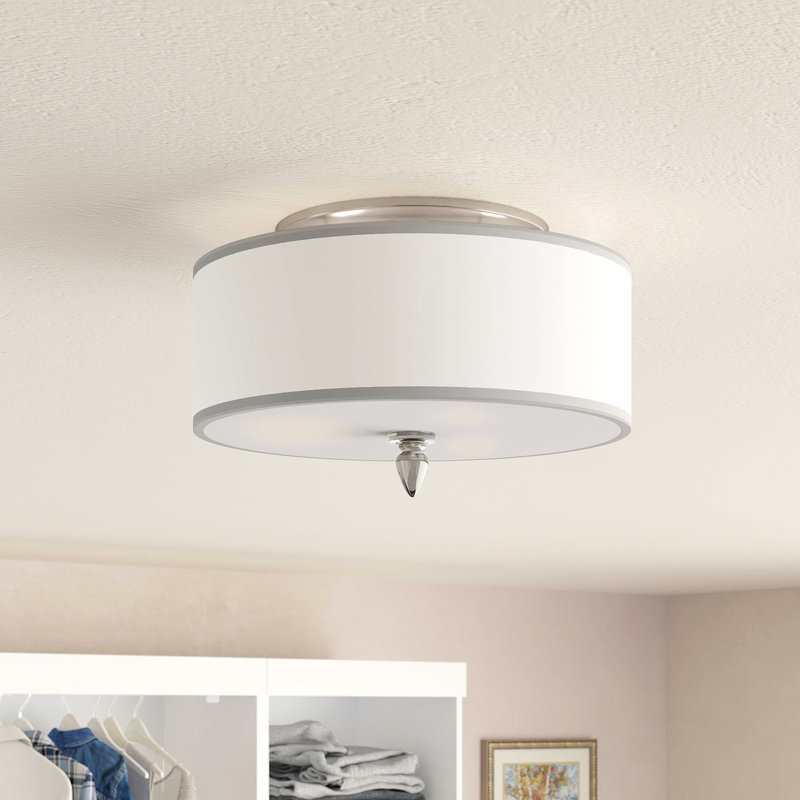 Plafonnier semi-encastré 14 po 3 lumières Stauffer, Nickel satiné