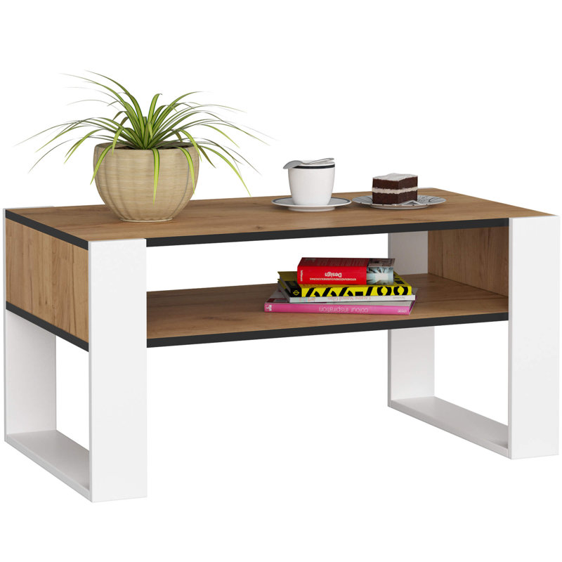Routenberg Coffee Table with Storage, White/Craft oak colors