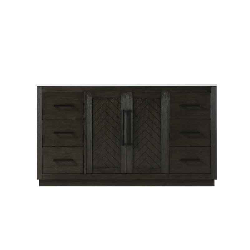 Meuble-lavabo simple 60 po, Chêne chocolat