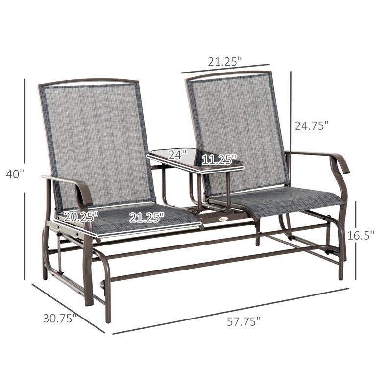 Banc oscillant avec table centrale Outsunny