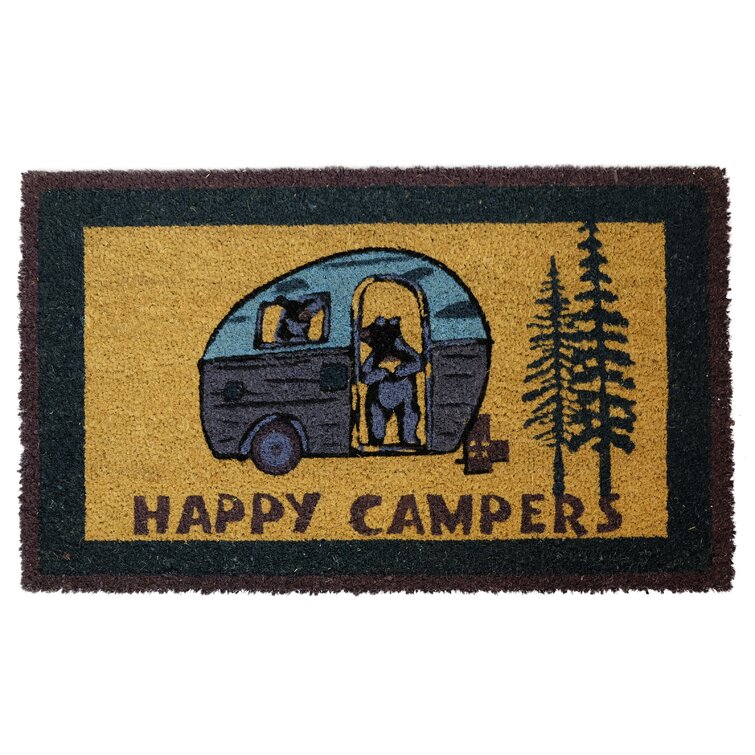 Happy Campers Bears in An RV Rustic Vacation Coir 30 x 18 Non-Slip Indoor and Outdoor Door Mat Loon Peak